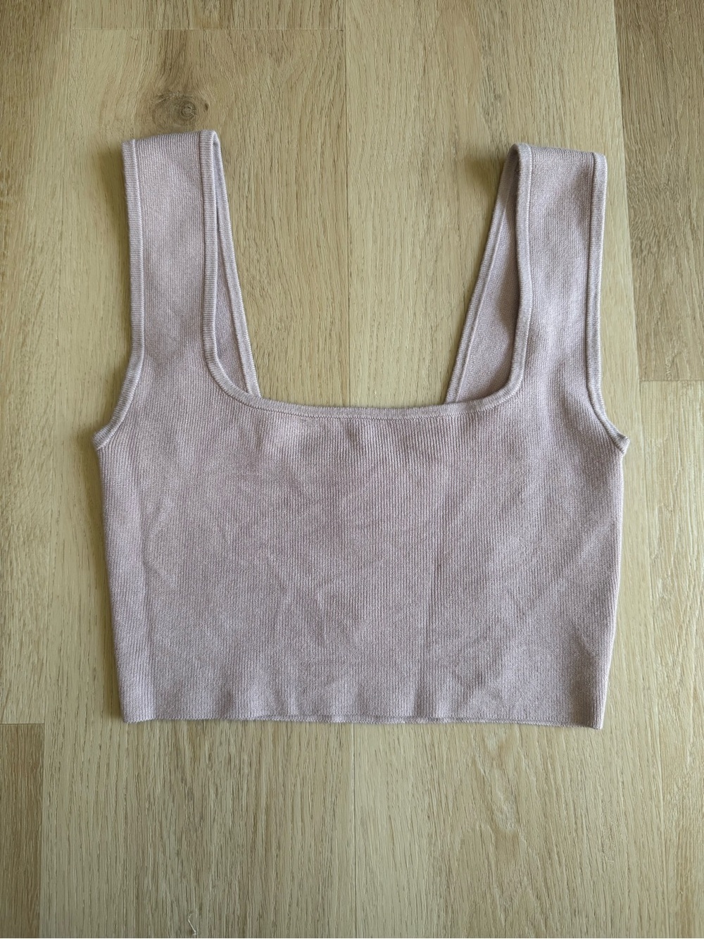 H&M Blush Pink Ribbed Crop Top